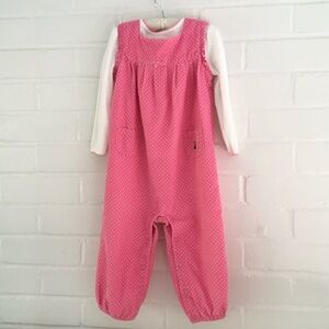 carters toddler girls pink polka dot cordoroy two- piece overall set size 24